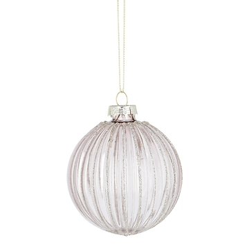 Kugel Rillen, rosa/transparent, 8 cm