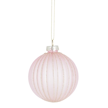 Kugel Rillen, pink/matt, 8 cm