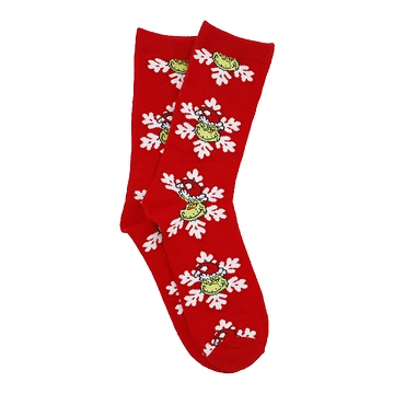 Weihnachtssocken Grinch, Kopf/Flocke/rot, Größe 43-46