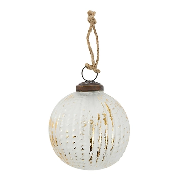 Glaskugel Längsrillen, creme/gold, 7 cm
