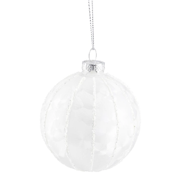 Kugel Frost, Relief/Rillen/weiß, 8 cm