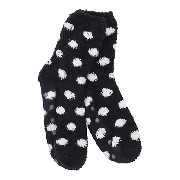 Kuschelsocken Anti-Rutsch, Dots/schwarz/weiß