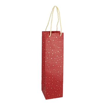 Flaschentüte Sterne, rot/gold, 10 x 36 cm