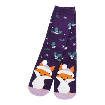 Anti-Rutschsocken Xmas, Fuchs lila , Größe 36 - 41
