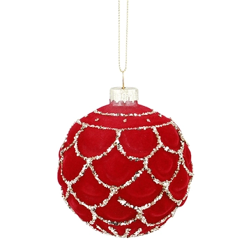 Kugel Samt-Dekor, Tropfen/rot, 8 cm