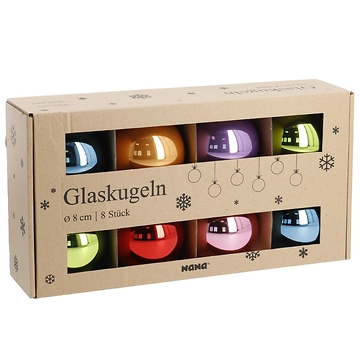 8er Set Glaskugeln 8 cm, fancy