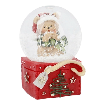 Schneekugel Xmas-Motiv, Teddy/Streifen, 4.5 x 6 cm