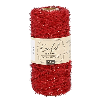 Kordel Glitzer, rot, 50 m