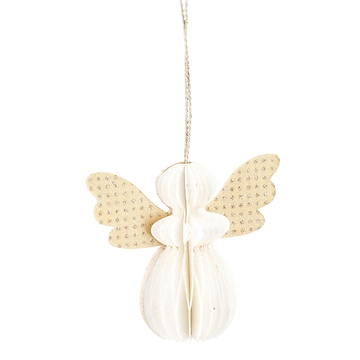 Anhänger Wabe, Engel, offwhite, 6 cm