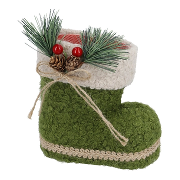 Nikolausstiefel mit Tannendeko, grün, 15 cm