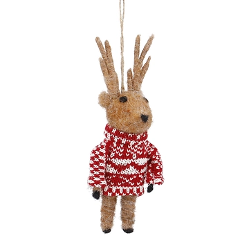 Anhänger Weihnachtstier, Rentier/Strick, 14 cm