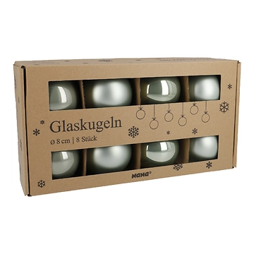 8er Set Glaskugeln 8 cm, mint