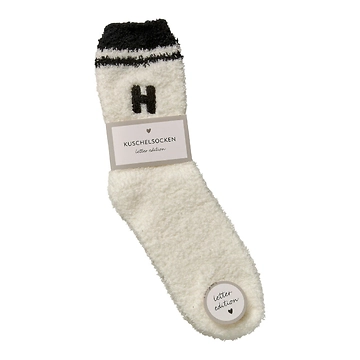 Kuschelsocken Buchstabe, H/schwarz, Gr. 35-42