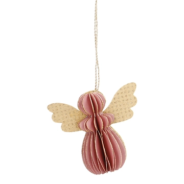 Anhänger Wabe, Engel, rosa, 6 cm