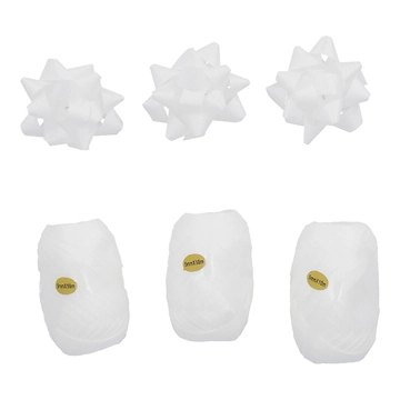 Geschenkband-Set Glitter, weiß, 6-teilig