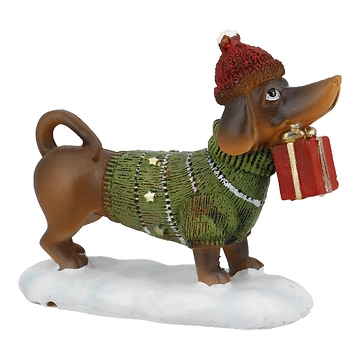 Deko-Hund Weihnachten, Geschenk, 12 cm