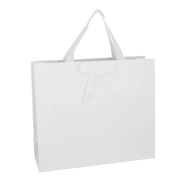 Geschenktüte Uni mit Schleife, weiß, 36 x 31 cm