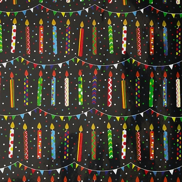 Geschenkpapier Geburtstag, Kerzen/schwarz, 2 m