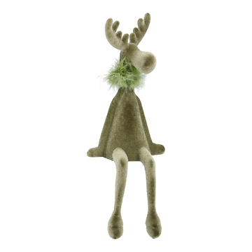 Deko-Rentier Flock, sitzend/grün, 33 cm