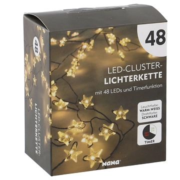 Lichterkette Stern/Cluster, schwarz, 48 LED