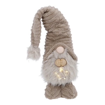 Wichtel-Figur mit LED-Stern, braun, 40 cm