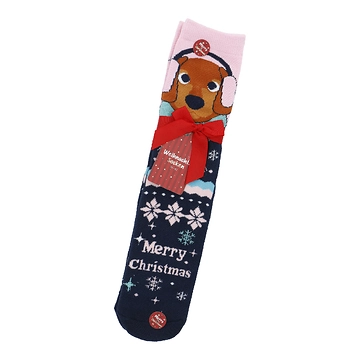 Anti-Rutschsocken Xmas, Dackel/rosa-blau, Größe 36 - 41