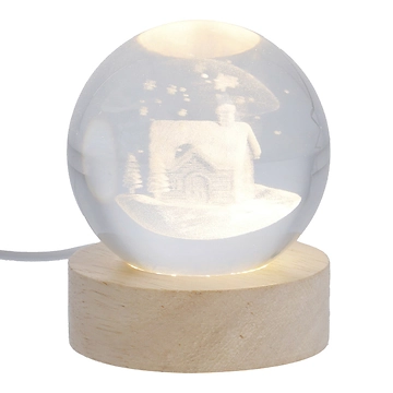 LED-Kugel Winter-Motiv, Haus, 6 x 7 cm