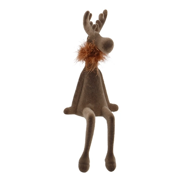 Deko-Rentier Flock, sitzend/braun, 33 cm