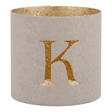 Teelichthalter Buchstabe, K/beige, 7.8 x 7.5 cm