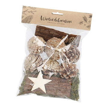 Deko-Mix Zapfen mit Stern, Goldglitter, 150 g
