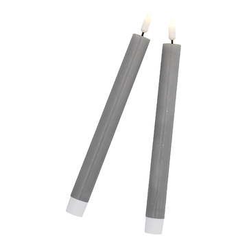 2er Set LED-Stabkerze Rustik/Timer, grau, 24.5 cm