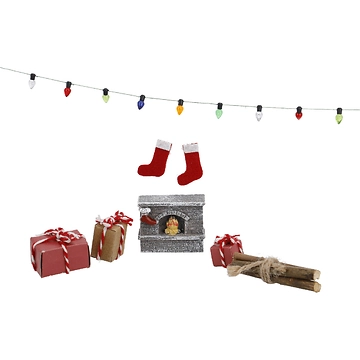 Deko-Set für Wichteltür, Kamin