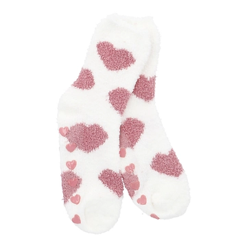Kuschelsocken Anti-Rutsch, Herzen/offwhite/pink