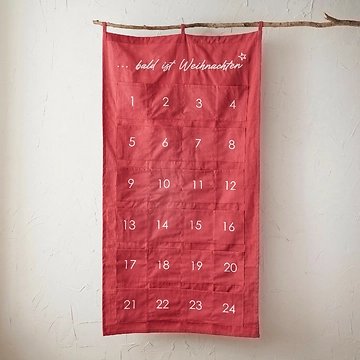 Adventskalender Taschen, rot, 60 x 115 cm