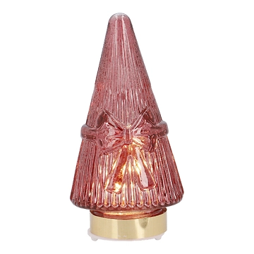LED-Glastanne mit Schleife, rot, 11 cm