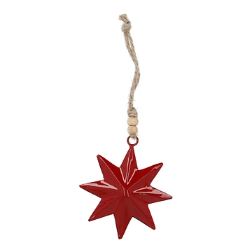 Metall-Anhänger Glanz, Stern/rot, 8 cm