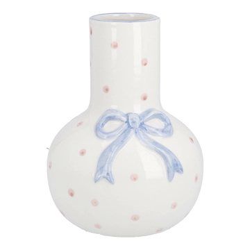 Vase Schleife/Punkte, blau, 18 cm