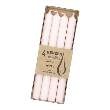 4er Set Stabkerze Rustik, softrosa, 25 cm