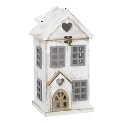 Holz-Laterne Haus, wei&szlig;, 17.5 x 34 cm