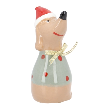Weihnachtshund, grün/Punkte, 9 cm