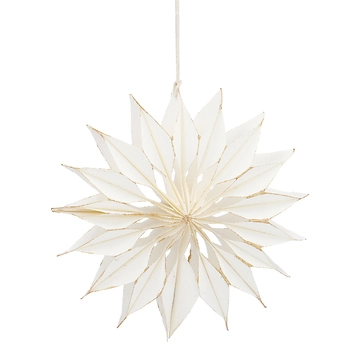 Anhänger Stern, creme/Goldglitter, 15 cm