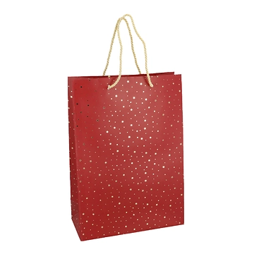 Geschenktüte Sterne, rot/gold, 22 x 31 cm