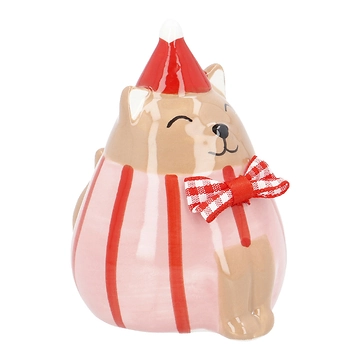 Weihnachtskatze, rosa/rot, 8 cm