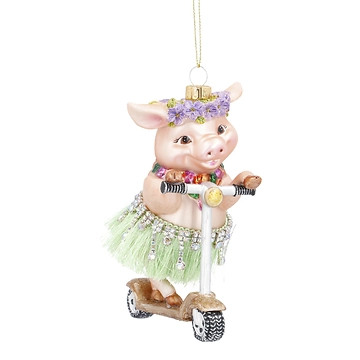Anhänger Fancy, Excellent, Hulaschwein auf Roller/grün