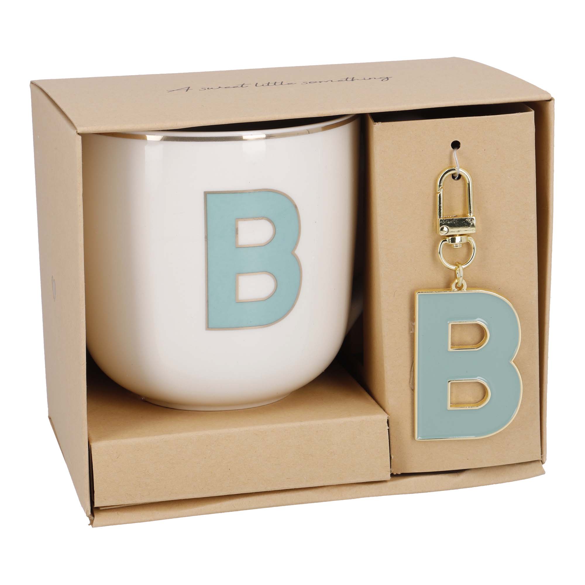 Becher Buchstabe mit Schlüsselanhänger, B/grün, 450 ml