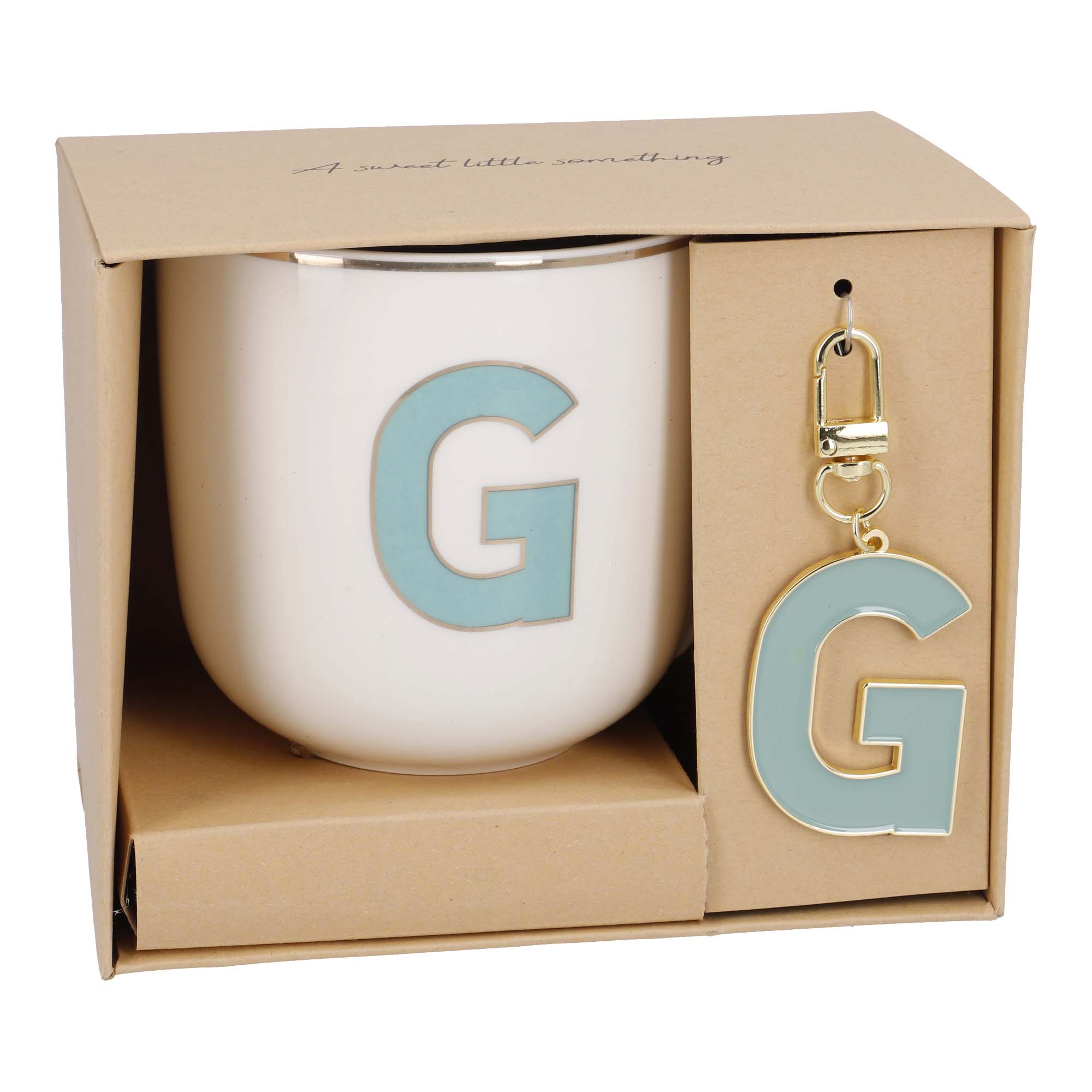 Becher Buchstabe mit Schlüsselanhänger, G/grün, 450 ml