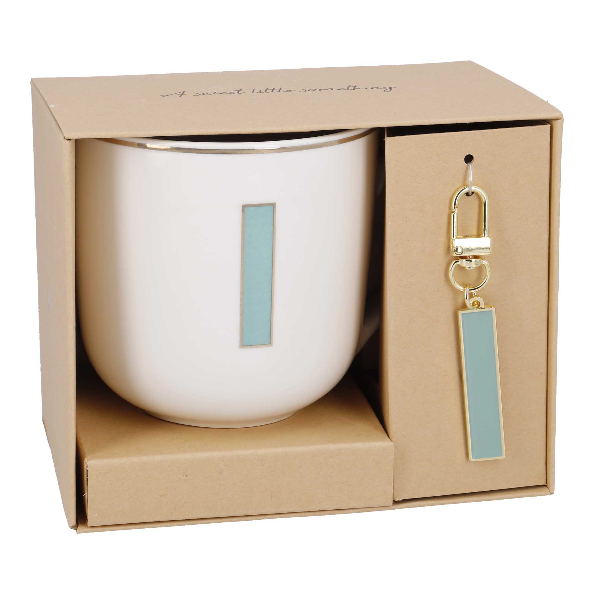 Becher Buchstabe mit Schlüsselanhänger, I/grün, 450 ml