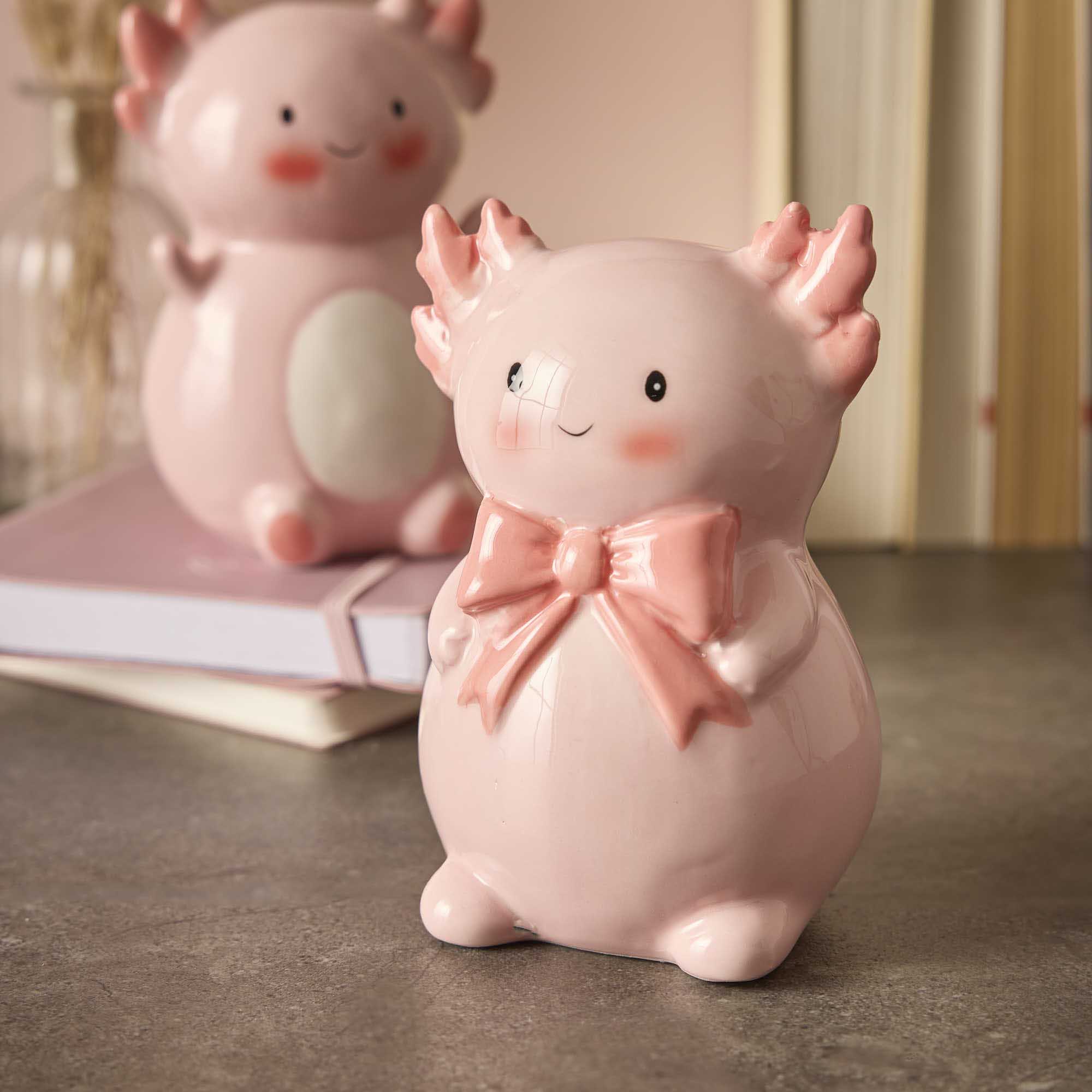 Deko-Figur Axolotl, mit Schleife, 15 cm