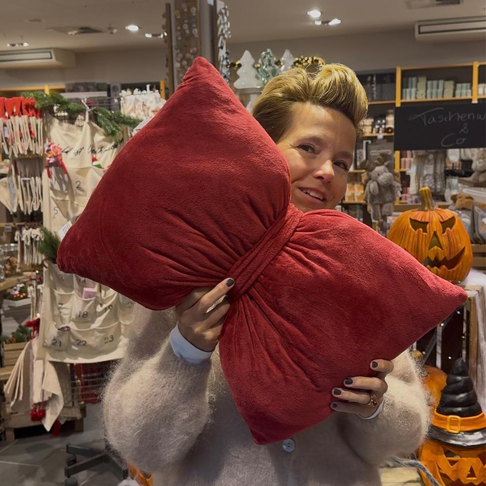 Kissen Schleife, dunkelrot, 39 cm