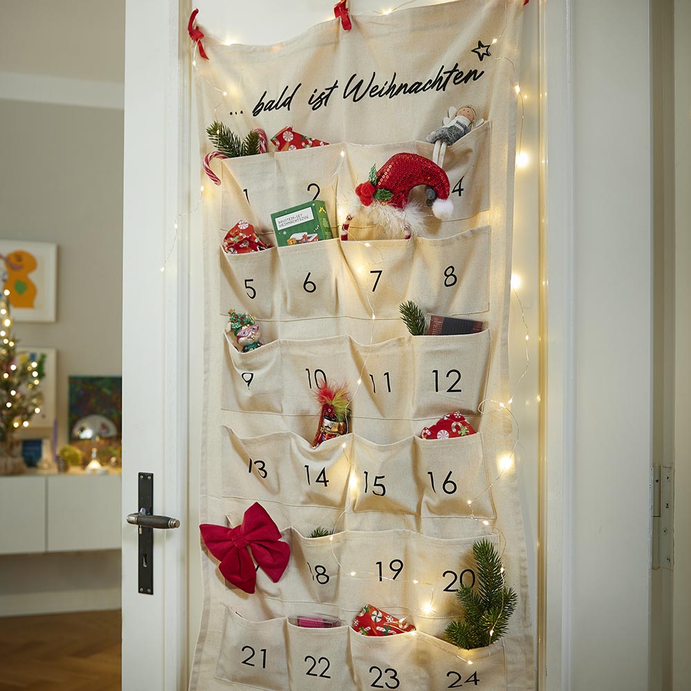 Adventskalender Taschen, natur, 60 x 115 cm